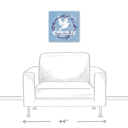Happy Hanukkah Dove 16x16 Canvas Wall Art